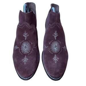 Seychelles Boots Womens 9.5 Brown Juniper Valley Embroidery Ankle Boho Floral